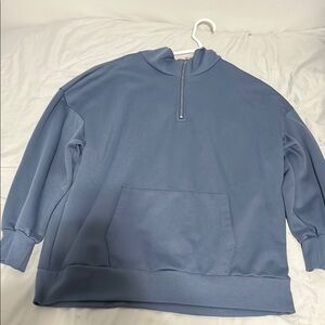 Blue Half-Zip Pullover Sweatshirt